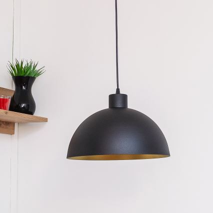 Κρεμαστό φωτιστικό VESPER με καλώδιο 1xE27/15W/230 Ø 30 cm μαύρο/χρυσό