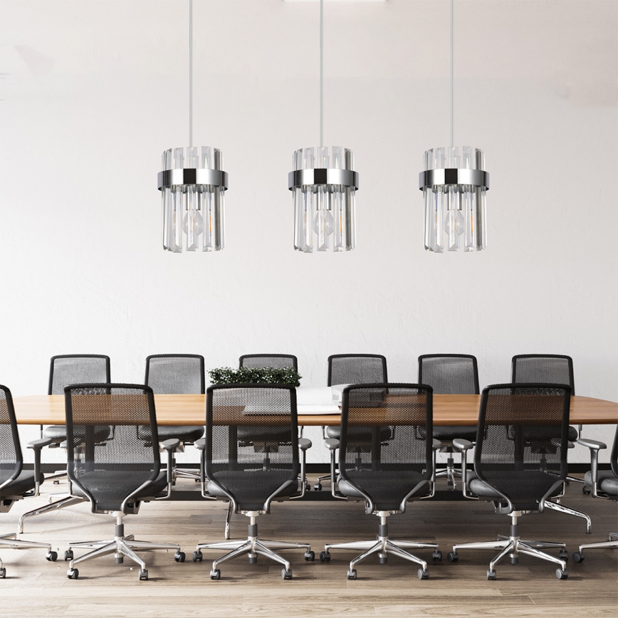 Κρεμαστό φωτιστικό VETRO με καλώδιο 3xE14/10W/230V σε γυαλισμένο χρώμιο