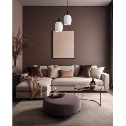 Κρεμαστό φωτιστικό WOLKEN με καλώδιο 1xE27/40W/230V, λευκό/μαύρο