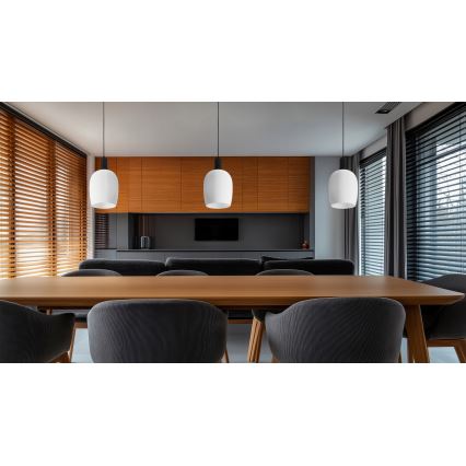 Κρεμαστό φωτιστικό WOLKEN με καλώδιο 1xE27/40W/230V, λευκό/μαύρο