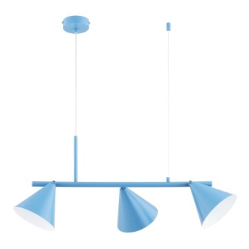Κρεμαστό φωτιστικό ZELTA με καλώδιο 3xE27/15W/230V, μπλε