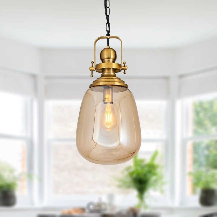Κρεμαστό φωτιστικό με αλυσίδα BOTTLE, 1xE27/40W/230V, χρυσό