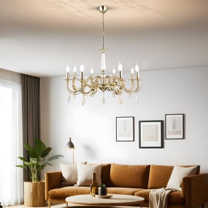 Κρεμαστό φωτιστικό με αλυσίδα CASTRO 8xE14/40W/230V χρυσό