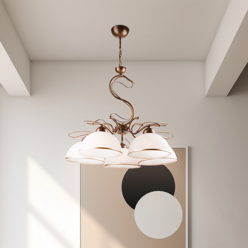 Κρεμαστό φωτιστικό με αλυσίδα COBRA 5xE27/60W/230V μπρούντζος/πατίνα