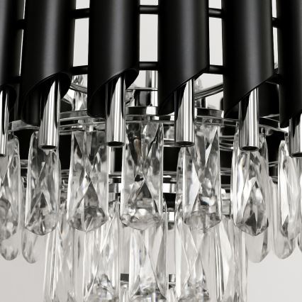 Κρεμαστό φωτιστικό με αλυσίδα CRISTAL 5xE14/10W/230V Ø 38 cm μαύρο/ματ χρώμιο