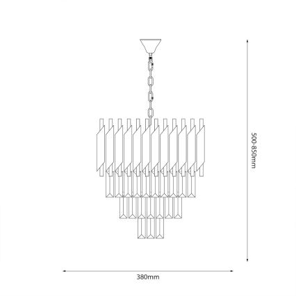 Κρεμαστό φωτιστικό με αλυσίδα CRISTAL 5xE14/10W/230V Ø 38 cm μαύρο/ματ χρώμιο