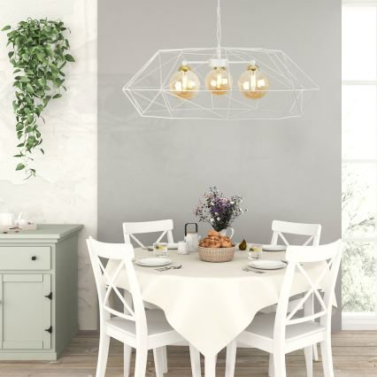 Κρεμαστό φωτιστικό με αλυσίδα DEXA 3xG9/10W/230V εκρού/χρυσό/καπνιστό μπεζ