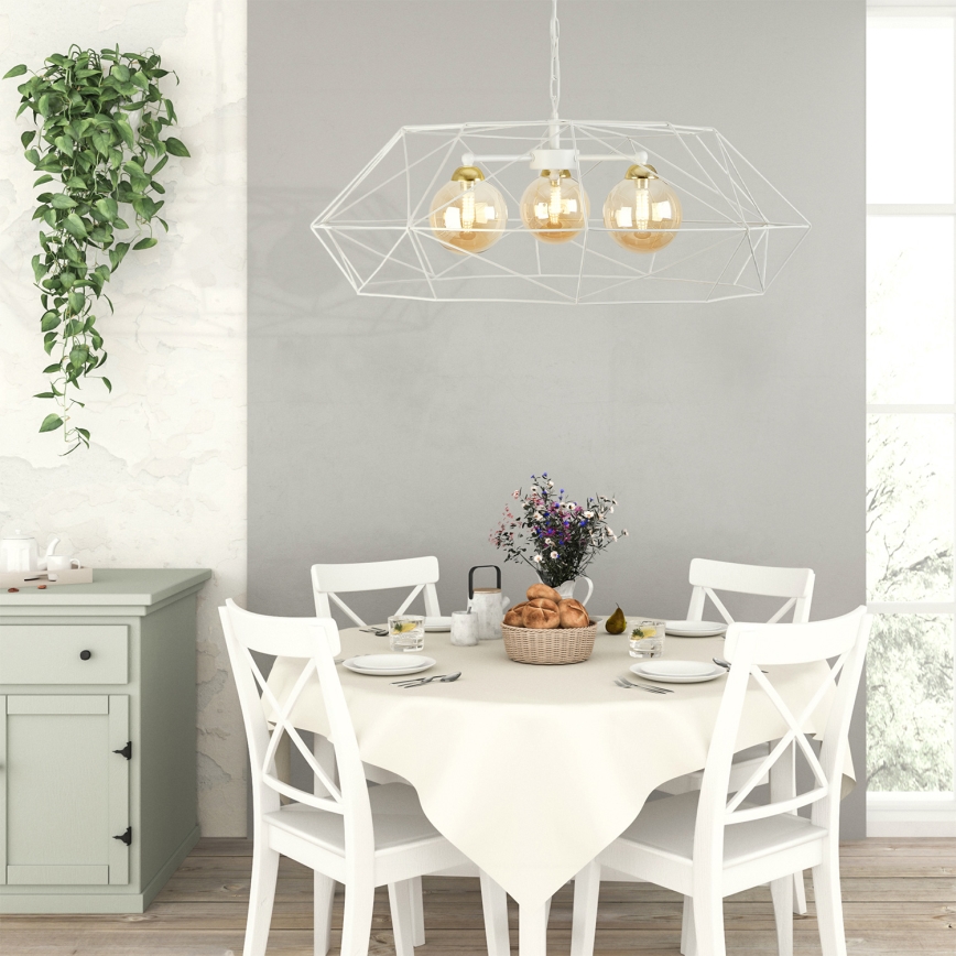 Κρεμαστό φωτιστικό με αλυσίδα DEXA 3xG9/10W/230V εκρού/χρυσό/καπνιστό μπεζ