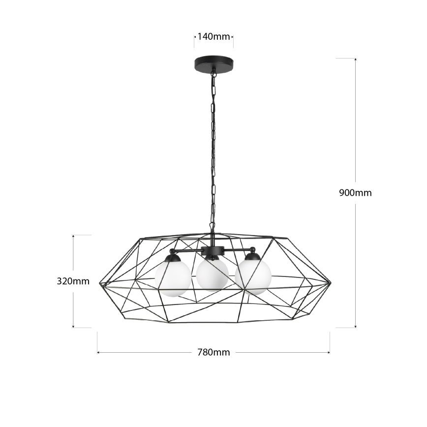 Κρεμαστό φωτιστικό με αλυσίδα DEXA 3xG9/10W/230V μαύρο