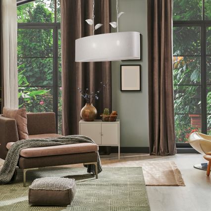 Κρεμαστό φωτιστικό με αλυσίδα NOEMI 2xE27/60W/230V ασημί/λευκή πατίνα