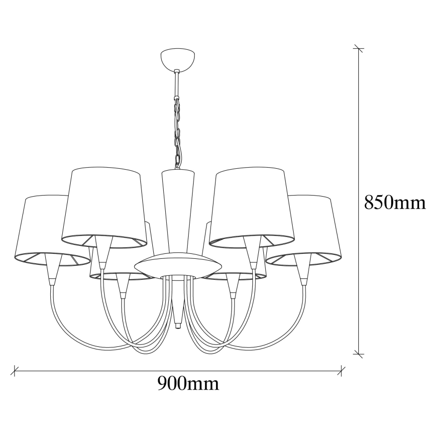 Κρεμαστό φωτιστικό με αλυσίδα PARDO 6xE27/40W/230V χρυσό/κρεμ