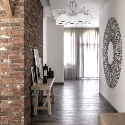 Κρεμαστό φωτιστικό με αλυσίδα RETRO II, 5xE27/60W/230V, ασημί