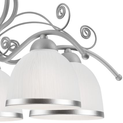 Κρεμαστό φωτιστικό με αλυσίδα RETRO II, 5xE27/60W/230V, ασημί