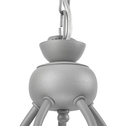 Κρεμαστό φωτιστικό με αλυσίδα RETRO II, 5xE27/60W/230V, ασημί