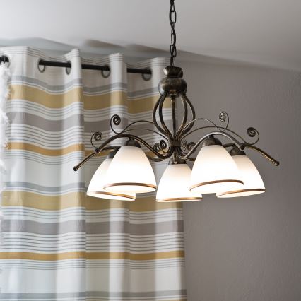 Κρεμαστό φωτιστικό με αλυσίδα RETRO II 5xE27/60W/230V, μαύρη πατίνα