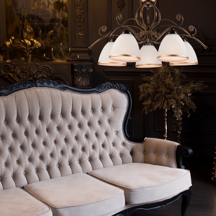 Κρεμαστό φωτιστικό με αλυσίδα RETRO II 5xE27/60W/230V, μαύρη πατίνα