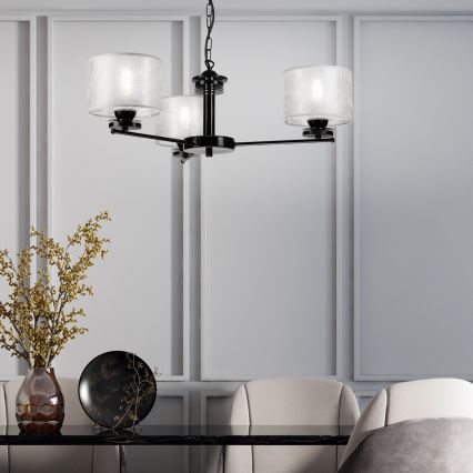 Κρεμαστό φωτιστικό με αλυσίδα ROSA 3xE27/60W/230V μαύρο/γκρίζο