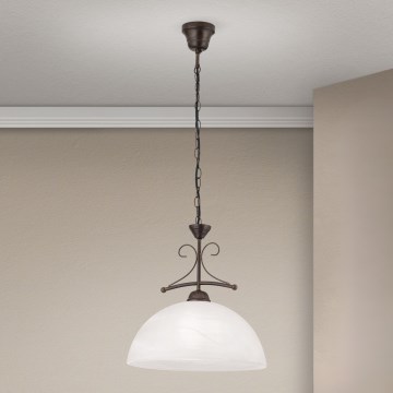 Κρεμαστό φωτιστικό με αλυσίδα RULA 1xE27/40W/230V διάμ. 35 cm λευκό/μπρονζέ