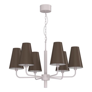 Κρεμαστό φωτιστικό με αλυσίδα TORTOLA 6xE14/15W/230V καφέ/εκρού
