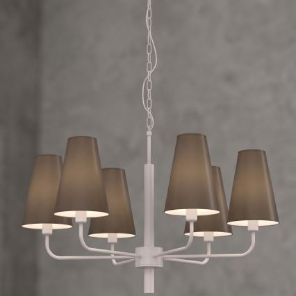Κρεμαστό φωτιστικό με αλυσίδα TORTOLA 6xE14/15W/230V καφέ/εκρού