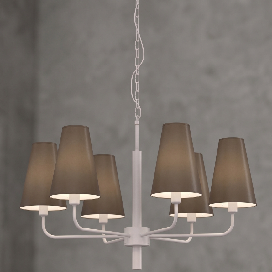 Κρεμαστό φωτιστικό με αλυσίδα TORTOLA 6xE14/15W/230V καφέ/εκρού