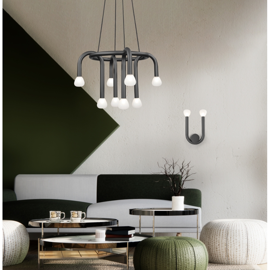 Κρεμαστό φωτιστικό με καλώδια DELORI 8xG9/28W/230V μαύρο