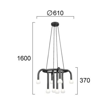 Κρεμαστό φωτιστικό με καλώδια DELORI 8xG9/28W/230V μαύρο