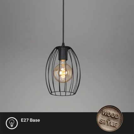 Κρεμαστό φωτιστικό με καλώδιο 1xE27/60W/230V, μαύρο