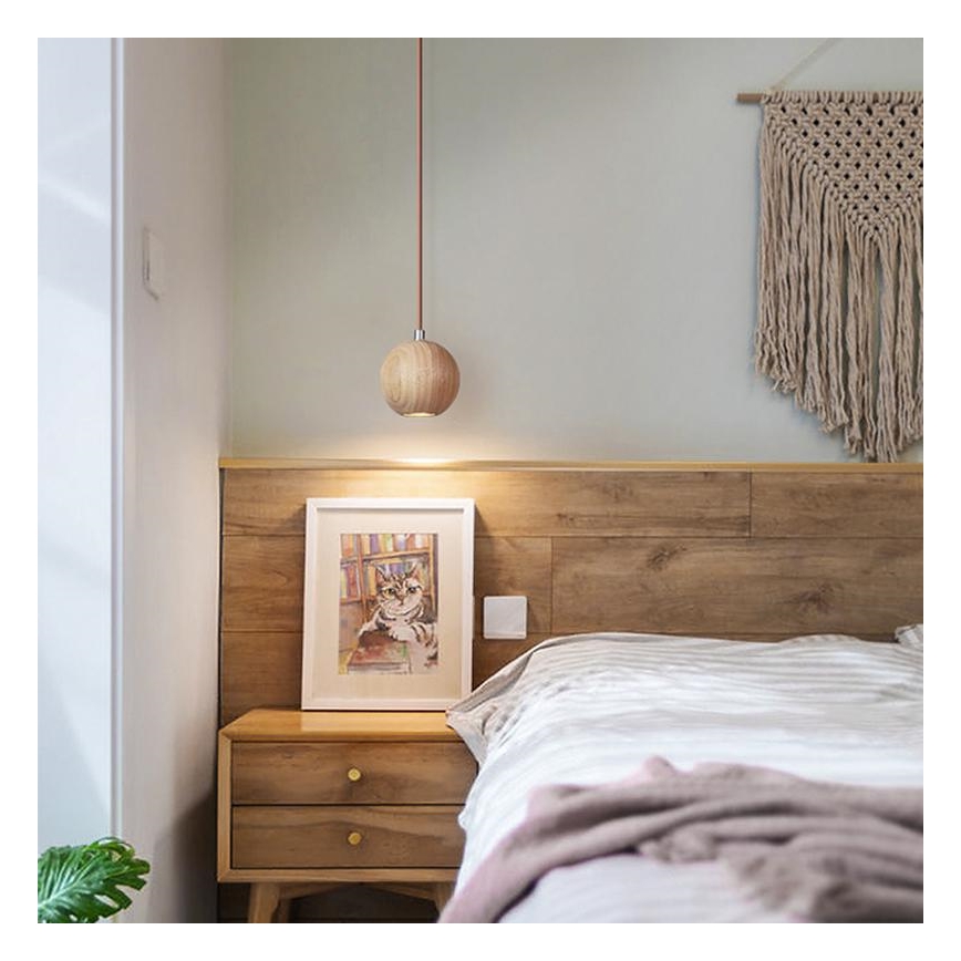 Κρεμαστό φωτιστικό με καλώδιο 1xGU10/10W/230V διάμ. 11 cm μασίφ/φτελιά