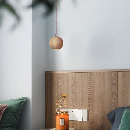 Κρεμαστό φωτιστικό με καλώδιο 1xGU10/10W/230V διάμ. 11 cm μασίφ/φτελιά