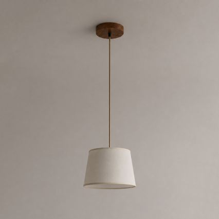 Κρεμαστό φωτιστικό με καλώδιο AIDA 1xE27/15W/230V Ø 25 cm δρυς/κρεμ