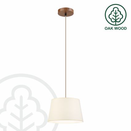 Κρεμαστό φωτιστικό με καλώδιο AIDA 1xE27/15W/230V Ø 25 cm δρυς/κρεμ