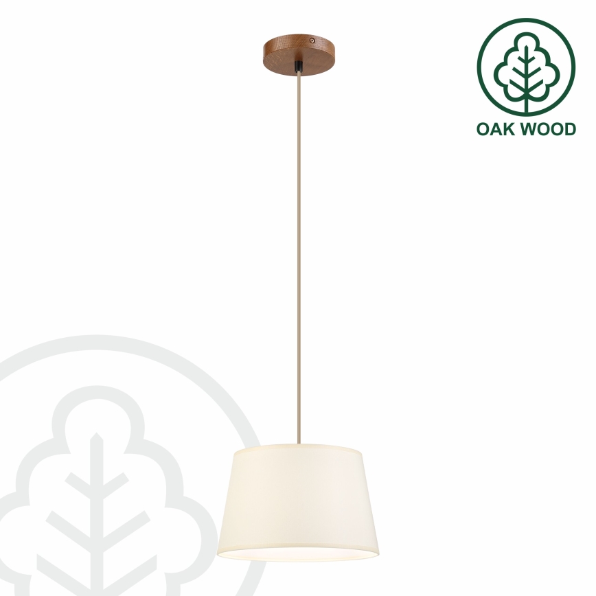 Κρεμαστό φωτιστικό με καλώδιο AIDA 1xE27/15W/230V Ø 25 cm δρυς/κρεμ