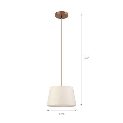 Κρεμαστό φωτιστικό με καλώδιο AIDA 1xE27/15W/230V Ø 25 cm δρυς/κρεμ