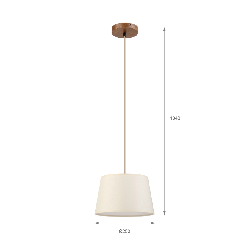 Κρεμαστό φωτιστικό με καλώδιο AIDA 1xE27/15W/230V Ø 25 cm δρυς/κρεμ