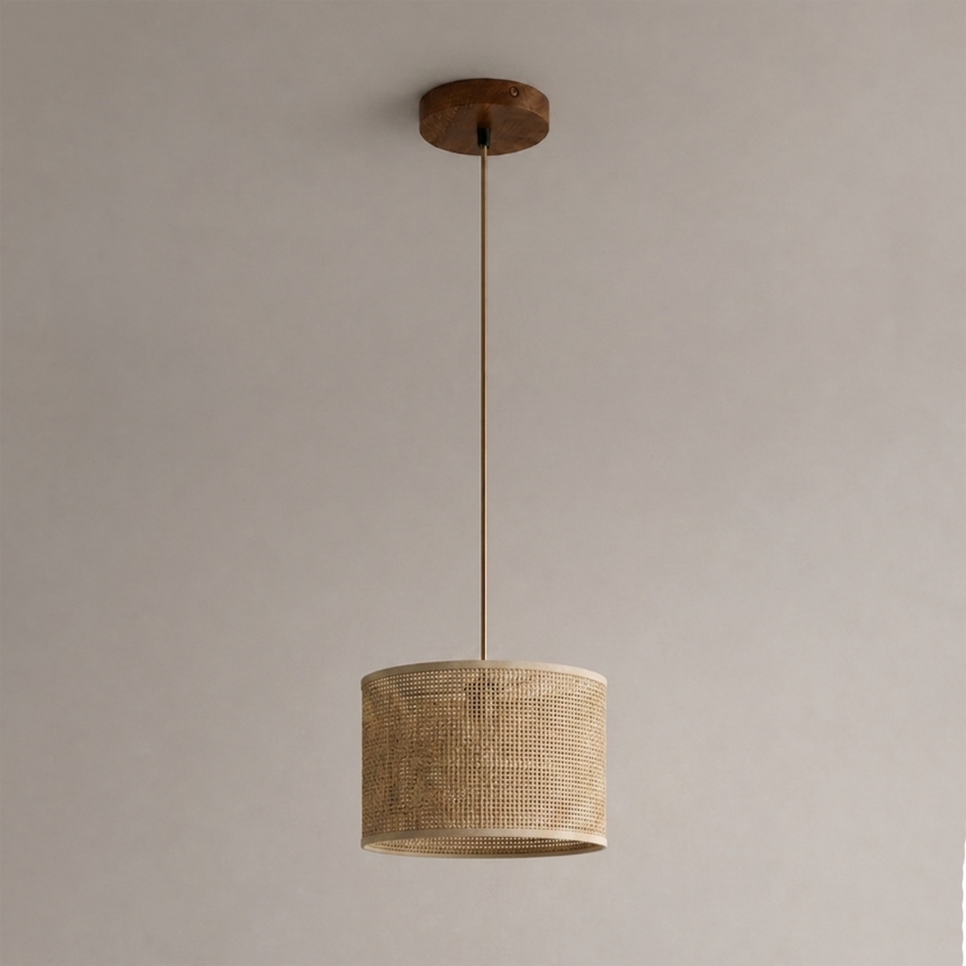 Κρεμαστό φωτιστικό με καλώδιο AIDA 1xE27/15W/230V Ø 25 cm δρυς/ραφία