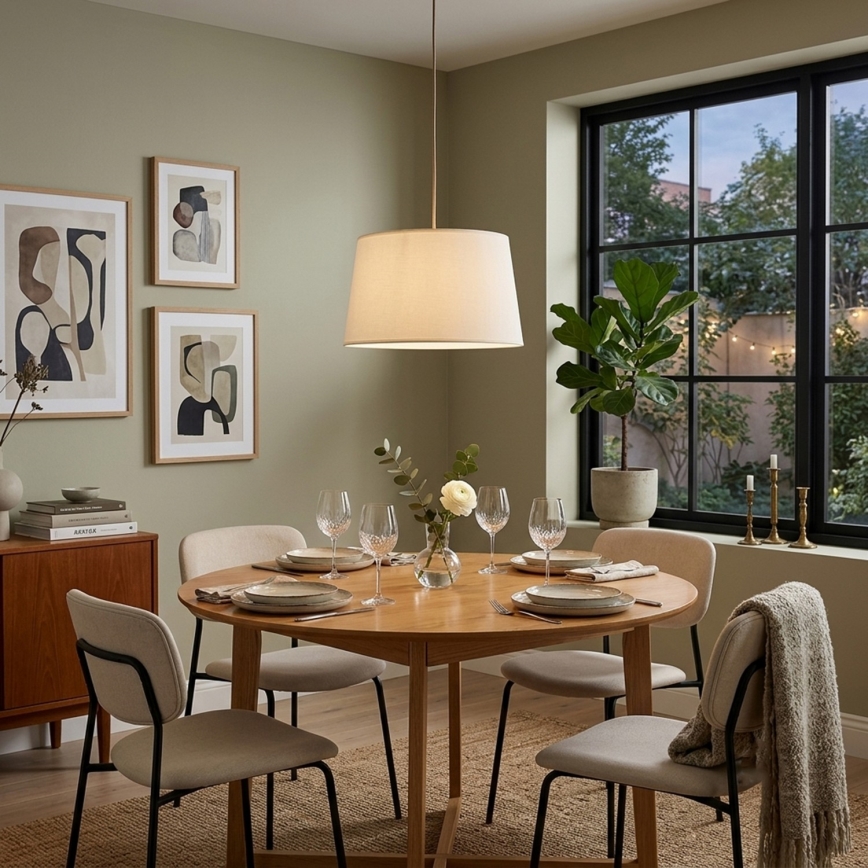 Κρεμαστό φωτιστικό με καλώδιο AIDA 1xE27/15W/230V Ø 35 cm δρυς/κρεμ