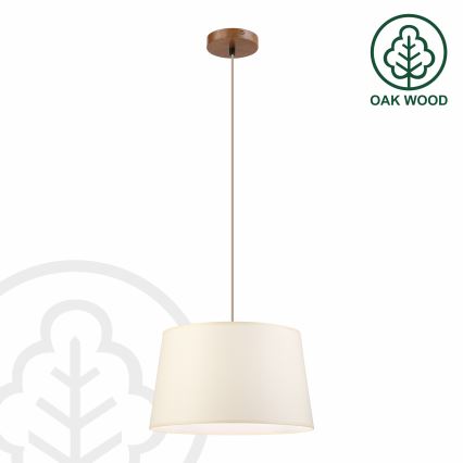 Κρεμαστό φωτιστικό με καλώδιο AIDA 1xE27/15W/230V Ø 35 cm δρυς/κρεμ
