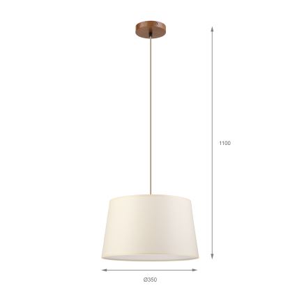 Κρεμαστό φωτιστικό με καλώδιο AIDA 1xE27/15W/230V Ø 35 cm δρυς/κρεμ