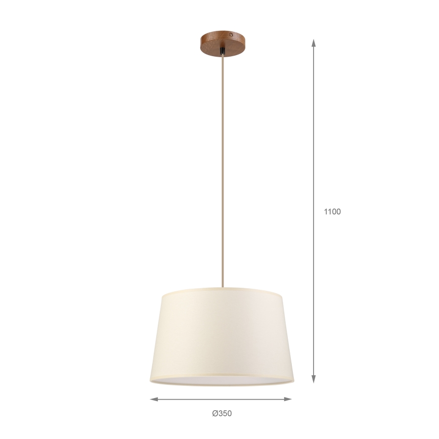 Κρεμαστό φωτιστικό με καλώδιο AIDA 1xE27/15W/230V Ø 35 cm δρυς/κρεμ