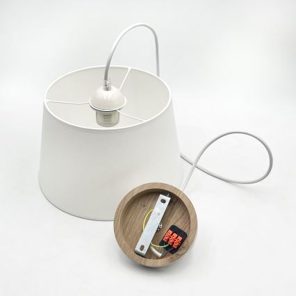 Κρεμαστό φωτιστικό με καλώδιο AIDA 1xE27/60W/230V Ø 25 εκ. δρυς/λευκό