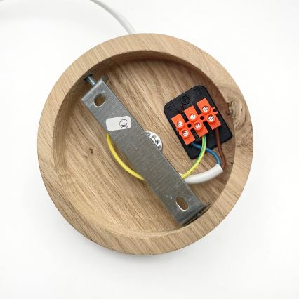 Κρεμαστό φωτιστικό με καλώδιο AIDA 1xE27/60W/230V Ø 25 εκ. δρυς/λευκό