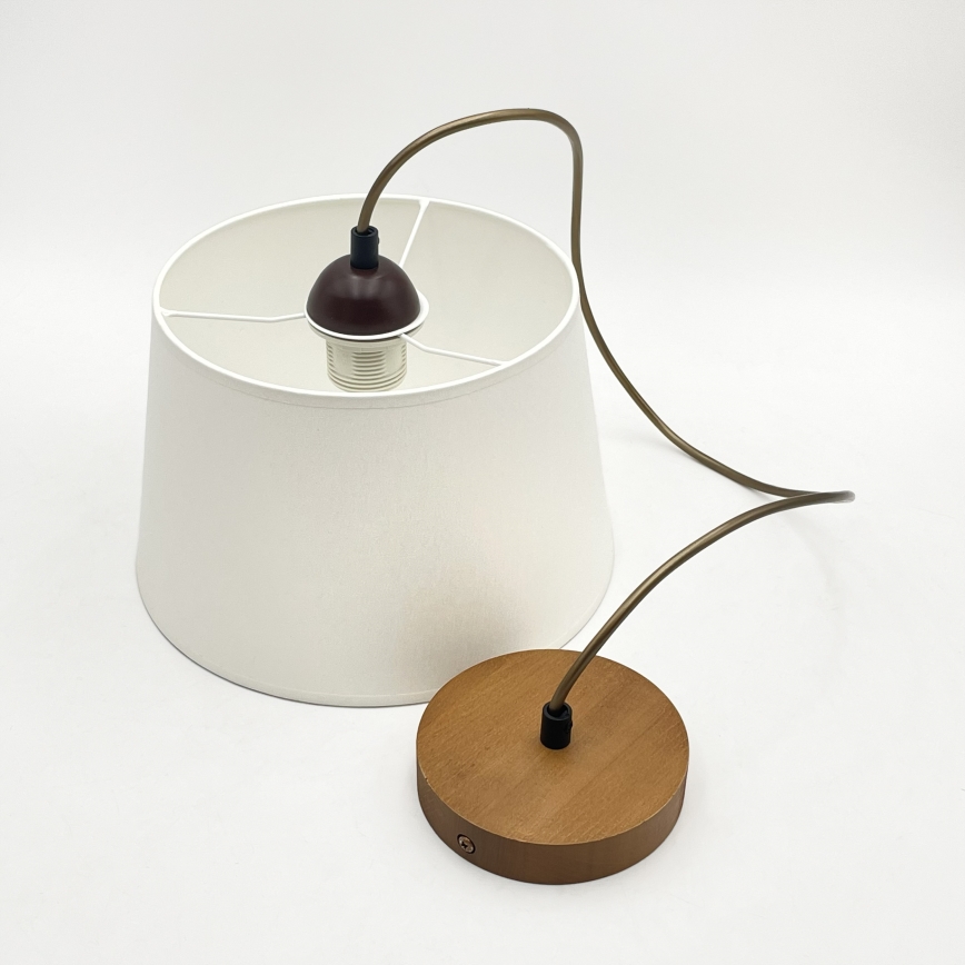 Κρεμαστό φωτιστικό με καλώδιο AIDA 1xE27/60W/230V Ø 25 εκ. δρυς/καφέ/λευκό