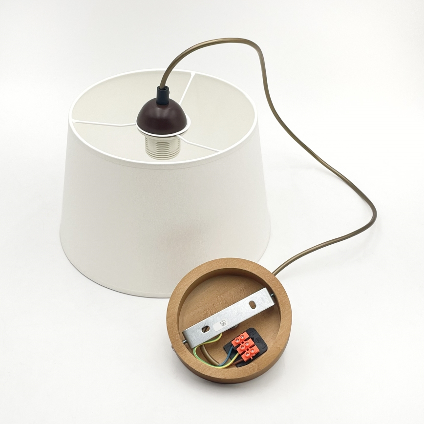 Κρεμαστό φωτιστικό με καλώδιο AIDA 1xE27/60W/230V Ø 25 εκ. δρυς/καφέ/λευκό