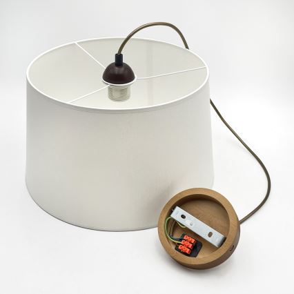 Κρεμαστό φωτιστικό με καλώδιο AIDA 1xE27/60W/230V, Ø 35 εκ., δρυς/καφέ/λευκό