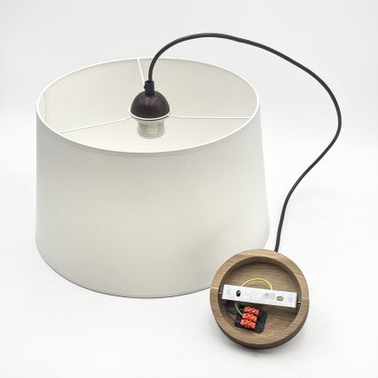 Κρεμαστό φωτιστικό με καλώδιο AIDA 1xE27/60W/230V διάμ. 35 cm δρυς/καρυδιά/λευκό