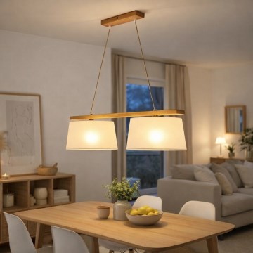 Κρεμαστό φωτιστικό με καλώδιο AIDA 2xE27/60W/230V Ø 35 cm απόχρωση δρυός