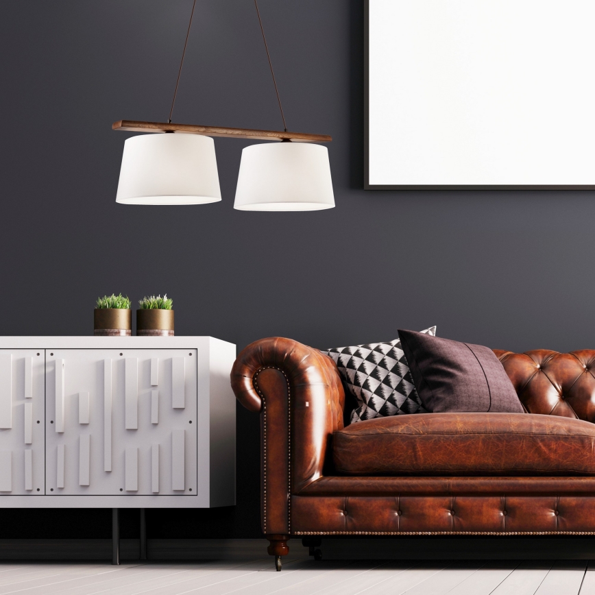 Κρεμαστό φωτιστικό με καλώδιο AIDA 2xE27/60W/230V διάμ. 35 cm δρυς/καρυδιά