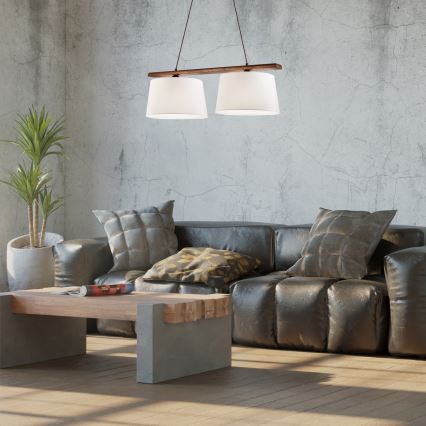 Κρεμαστό φωτιστικό με καλώδιο AIDA 2xE27/60W/230V διάμ. 35 cm δρυς/καρυδιά