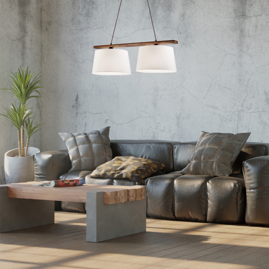 Κρεμαστό φωτιστικό με καλώδιο AIDA 2xE27/60W/230V διάμ. 35 cm δρυς/καρυδιά